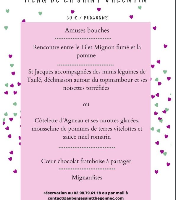 Menu de la saint valentin