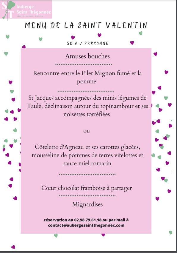 Menu de la saint valentin