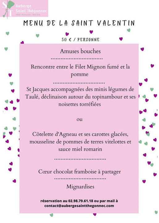 Menu de la Saint Valentin